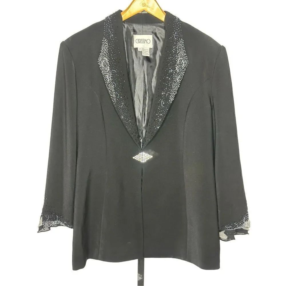 Carissimo Black Beaded Dressy Jacket Size 24